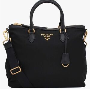 Prada 2-way Black Nylon and Leather Tessuto City Tote